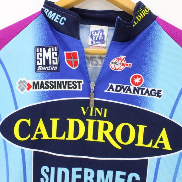Vintage SMS Santini Cycling Jersey Mens Blue Short Sleeve Athletic Half Zip 2XL - Picture 5 of 11